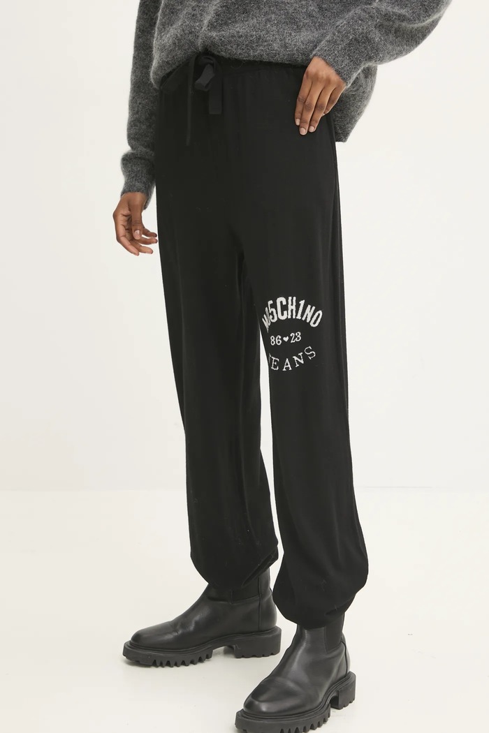 Μάλλινο παντελόνι Moschino Jeans μαλλί μαύρο 0380.8700