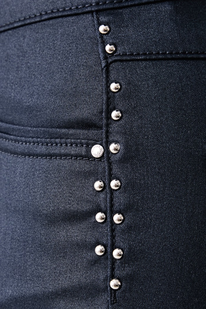 Spodnie slim fit damskie z bawełną PFRASHI Morgan PFRASHI granatowy