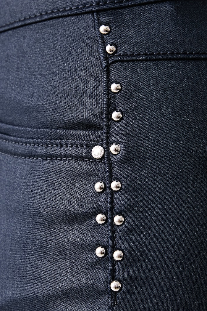 Spodnie slim fit damskie z bawełną PFRASHI Morgan PFRASHI granatowy