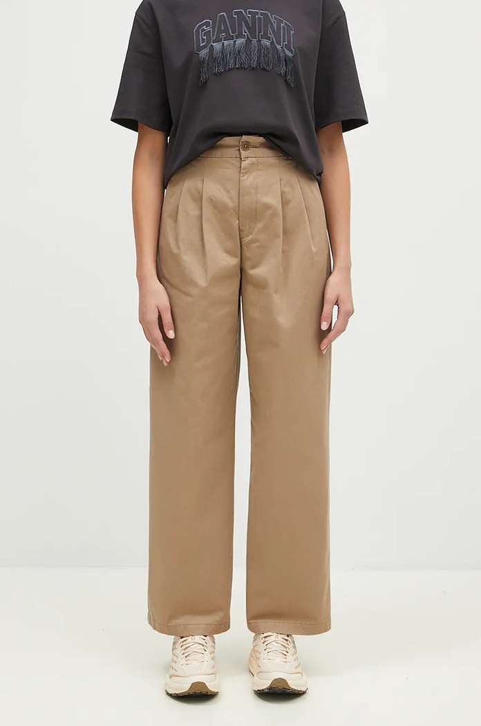 Pamučne hlače Carhartt WIP Leola Pant pamuk bež I033147.8Y06