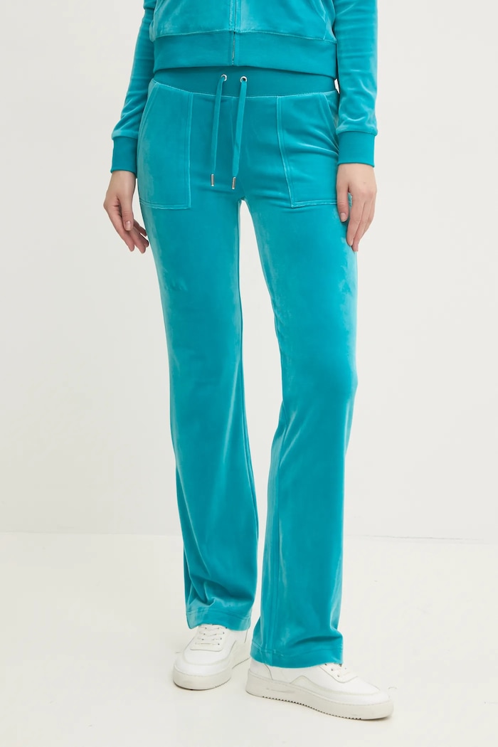 Donji dio trenirke od velura Juicy Couture DEL RAY PANT pletivo tirkizna JCAP180.696