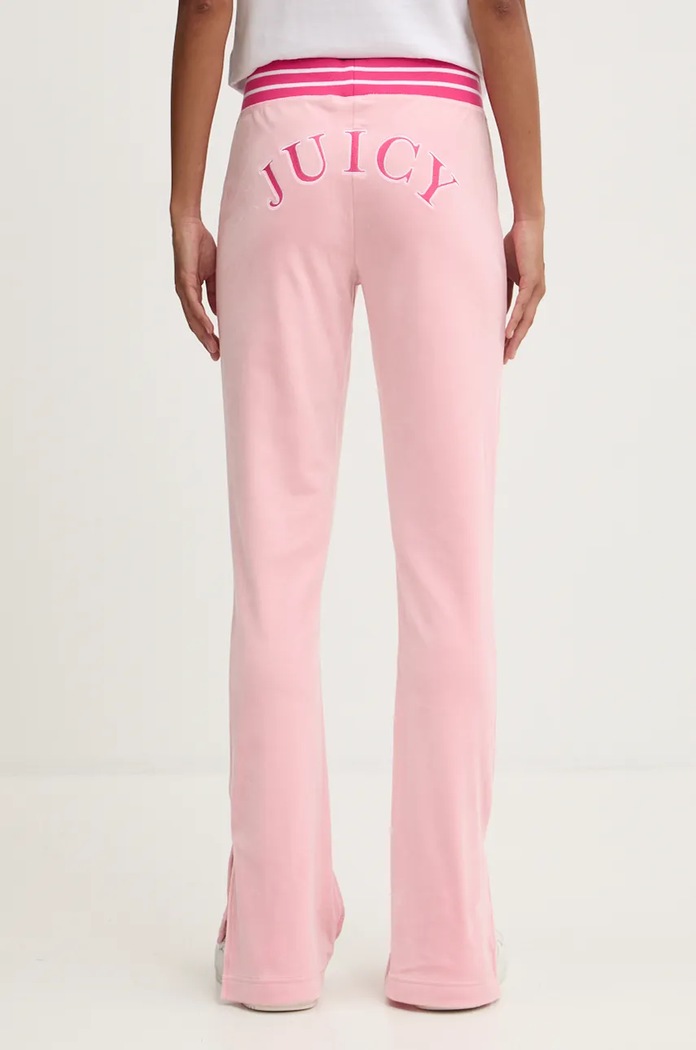 Odzież Juicy Couture spodnie dresowe welurowe KURT TRACK PANT JCSBJ224418.121 różowy