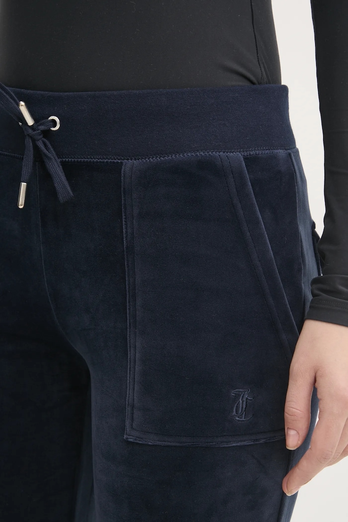 Velúrové tepláky Juicy Couture LAYLA POCKET LR tmavomodrá JCSEBJ001.131