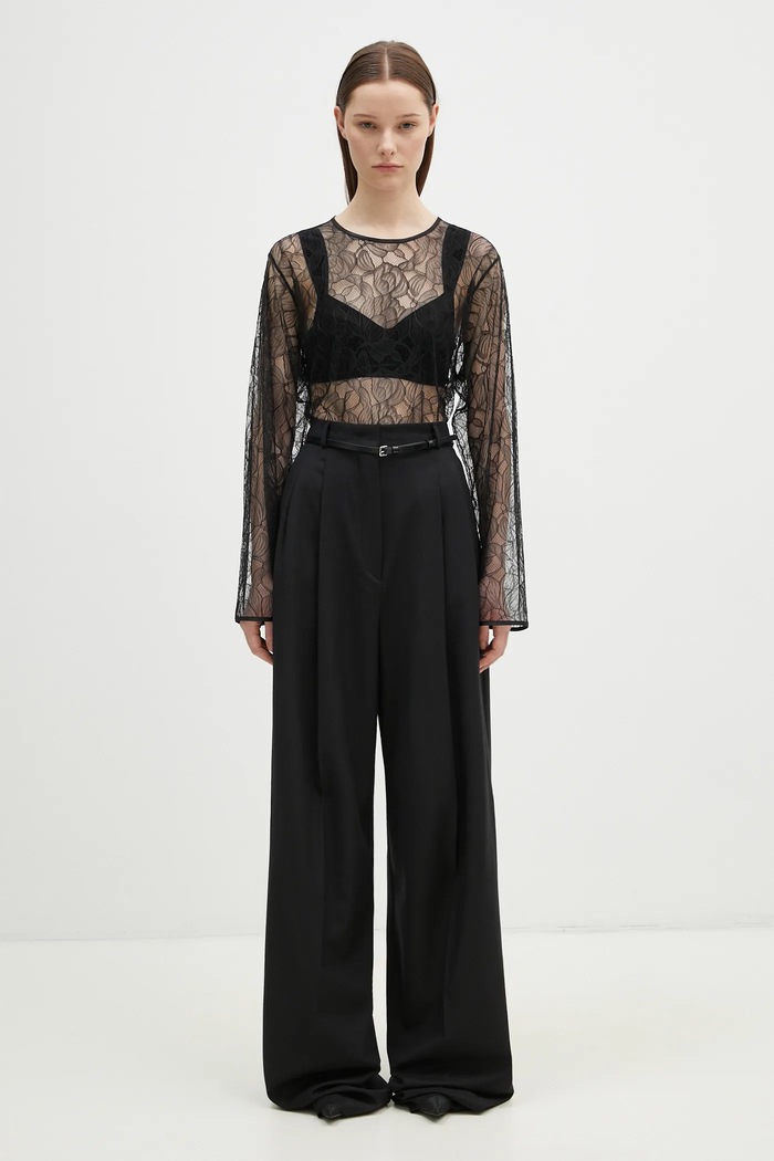 Vlnené nohavice Sportmax Kiens12 2422136022600 čierna