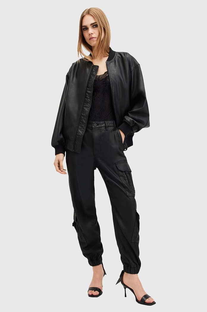 Παντελόνι AllSaints HIMARI CARGO TROUSER μεσαία μαύρο W003TC