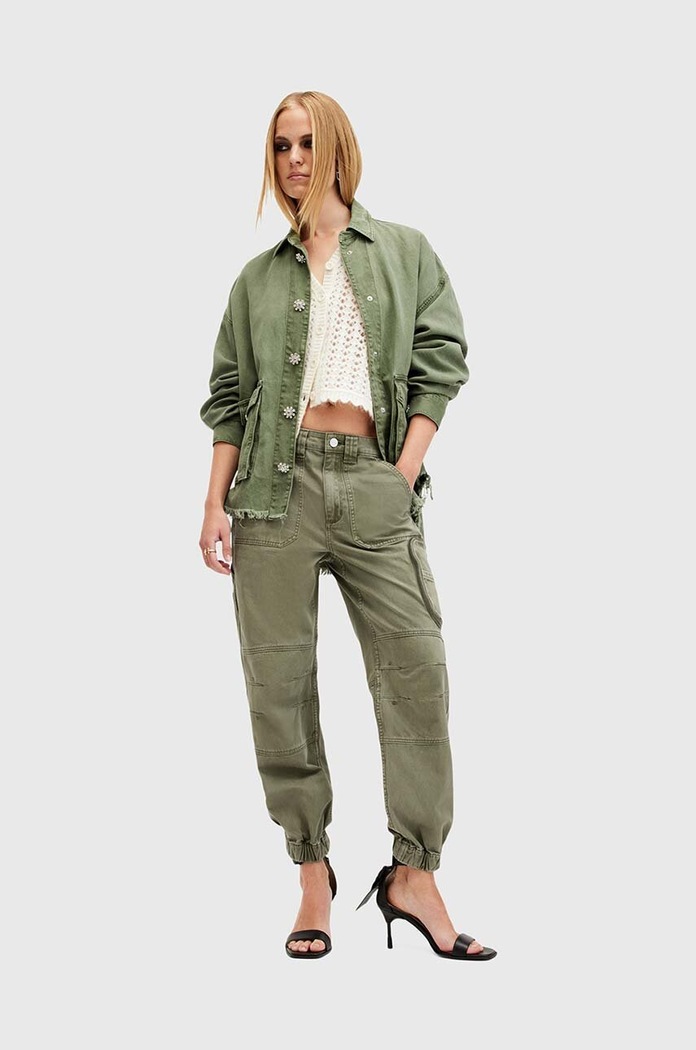 Bavlněné kalhoty AllSaints FLORENCE JOGGER medium zelená W017TB