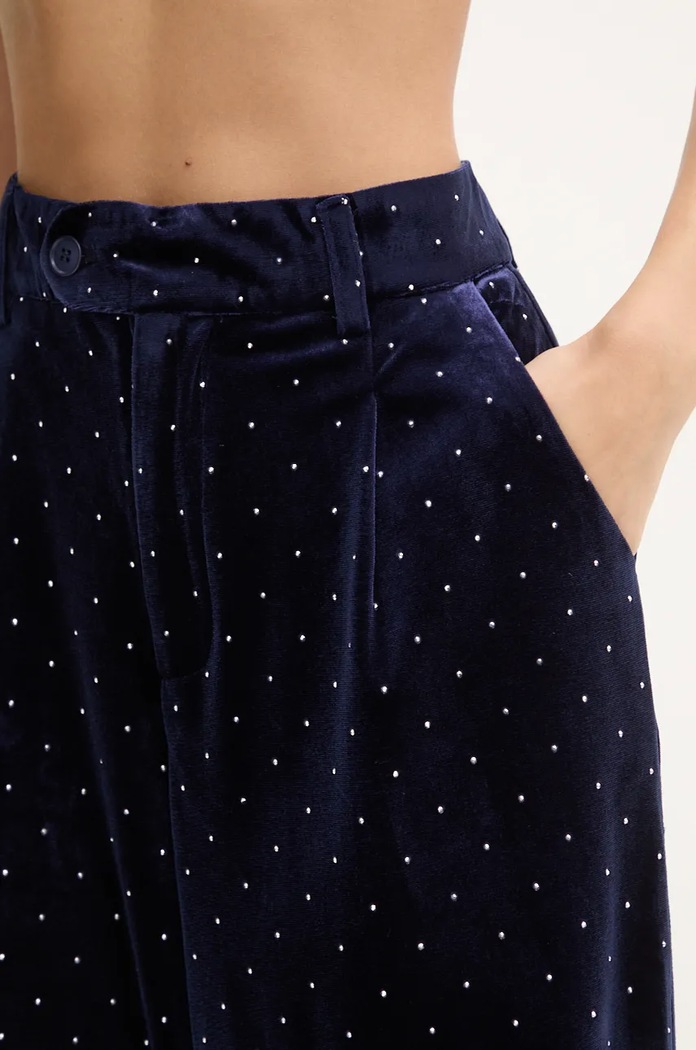 Velurové kalhoty Never Fully Dressed Arden Trousers námořnická modř NFDTR382