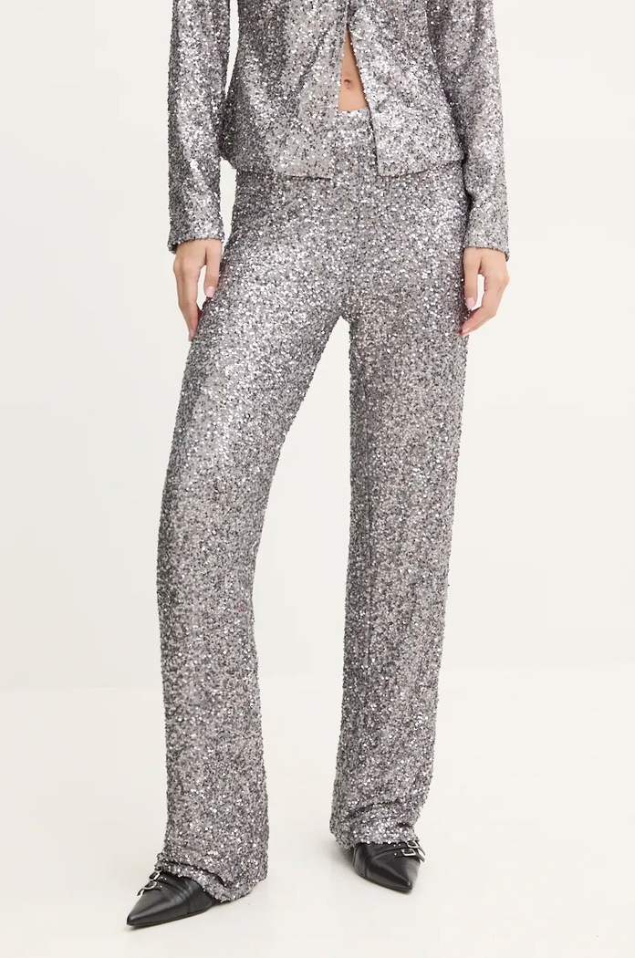 Kalhoty Never Fully Dressed Gunmeal Sequin Freddie Trousers high stříbrná NFDTR356