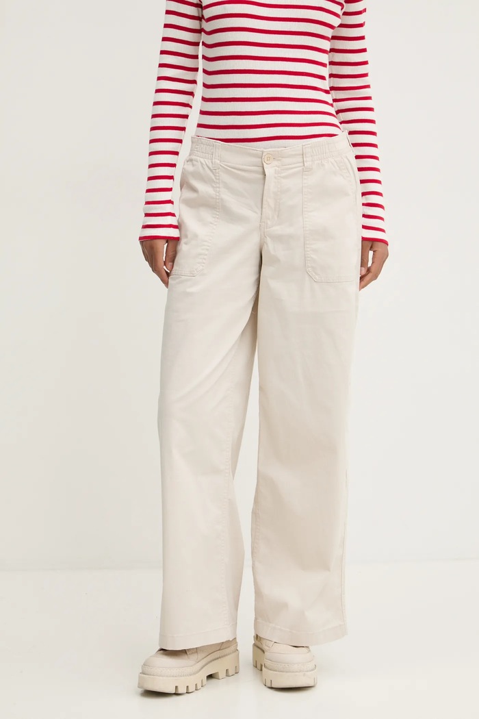 Hollister Co. spodnie z elastanem beżowy KI356.4179.101