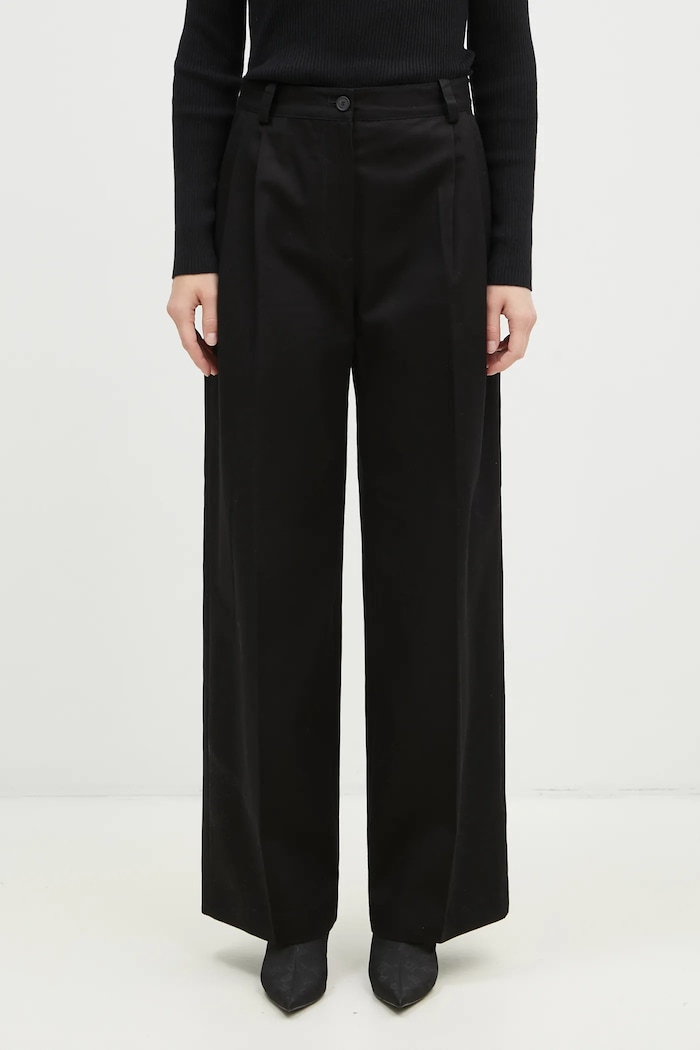 Maison Kitsuné cotton trousers Double Pleated fabric black NW01110WW0122