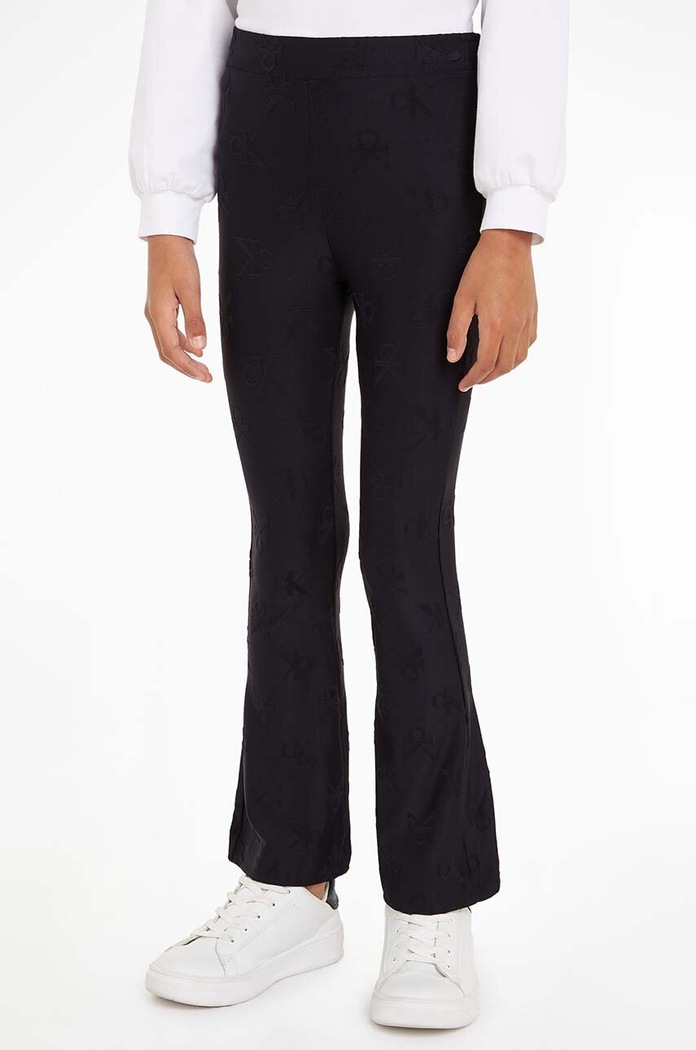 Dětské kalhoty Calvin Klein Jeans JACQUARD FLARE pletenina černá IG0IG02689.9BYH.128.176