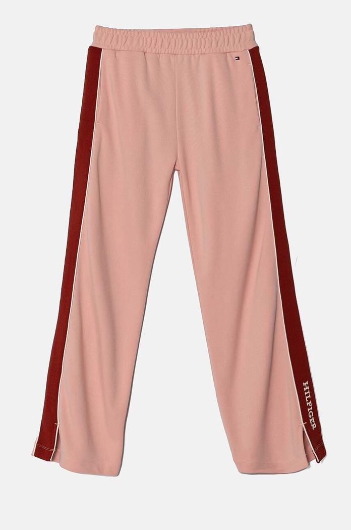 Tommy Hilfiger spodnie dresowe dziecięce RWB TAPE z elastanem różowy KG0KG08109.9BYH.128.176