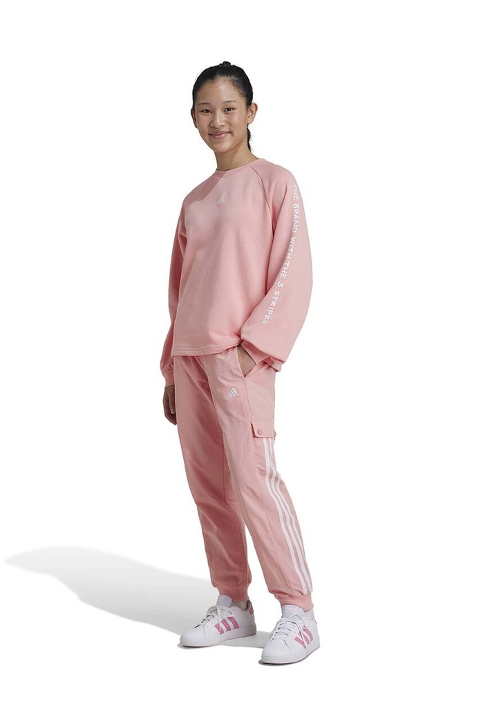 Dětské tepláky adidas JGAM PANT látka růžová IV7047