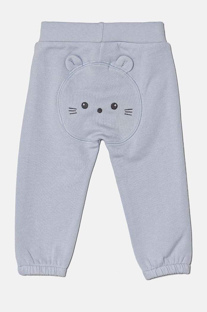 United Colors of Benetton pantaloni de trening din bumbac pentru bebeluși 3J70AF01T.W.Seasonal albastru AW24