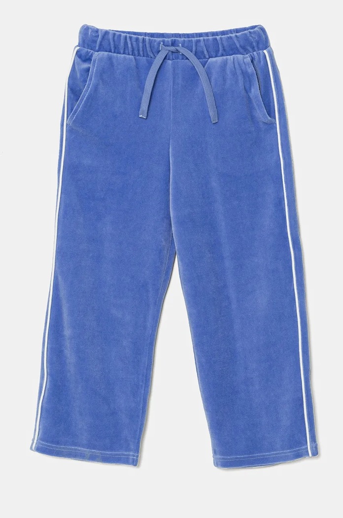 United Colors of Benetton spodnie dresowe welurowe dziecięce dzianina niebieski 3UK0GF03Y.P.Seasonal