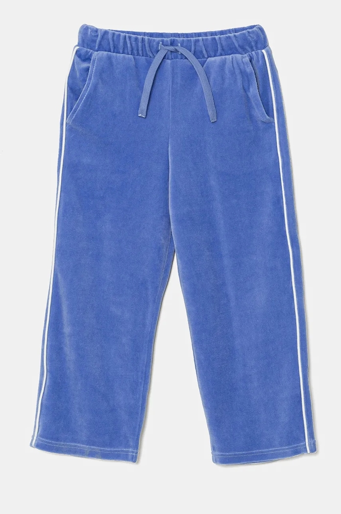 United Colors of Benetton spodnie dresowe welurowe dziecięce dzianina niebieski 3UK0GF03Y.P.Seasonal