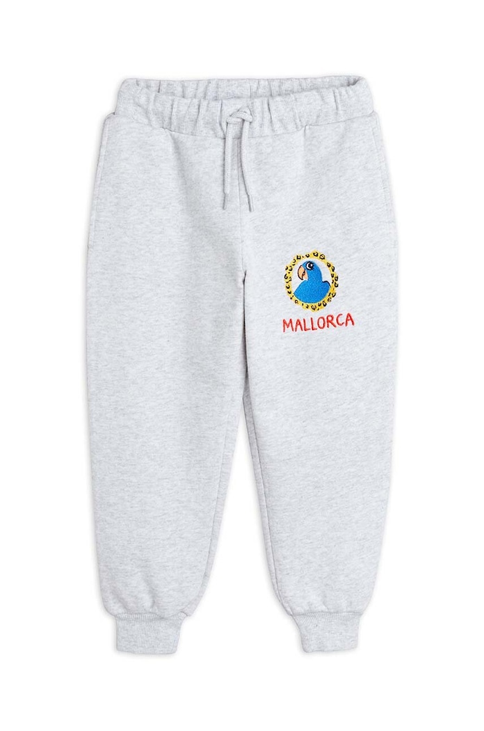 Dječji pamučni donji dio trenirke Mini Rodini Parrot 2463011594 siva AW24