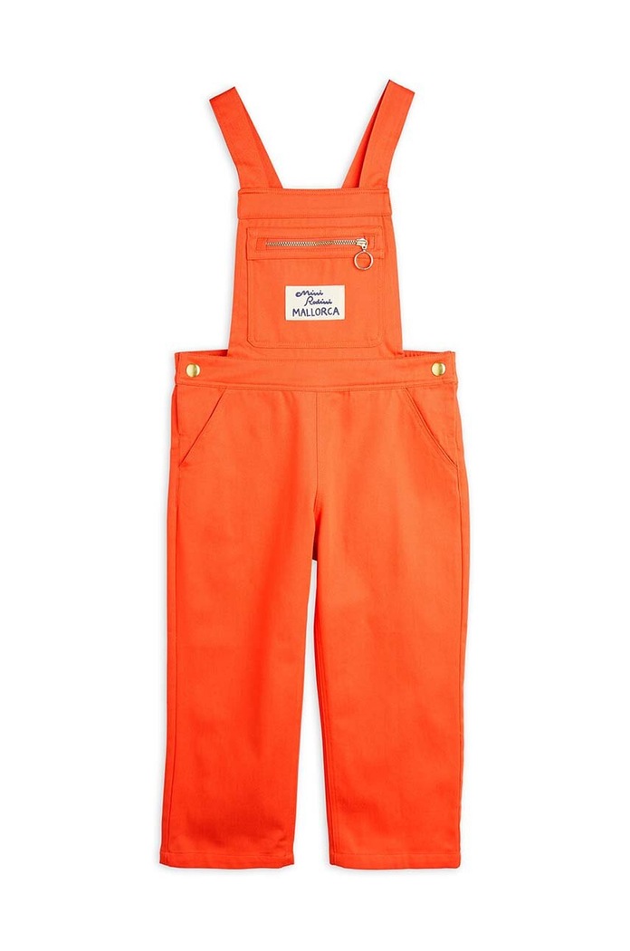 Detské bavlnené nohavice na traky Mini Rodini Mallorca 2465010242 oranžová AW24