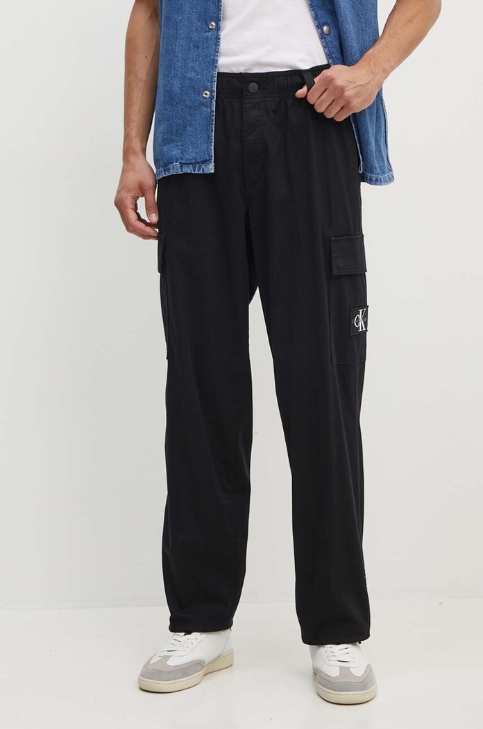 Nohavice Calvin Klein Jeans s elastanom čierna J30J326829