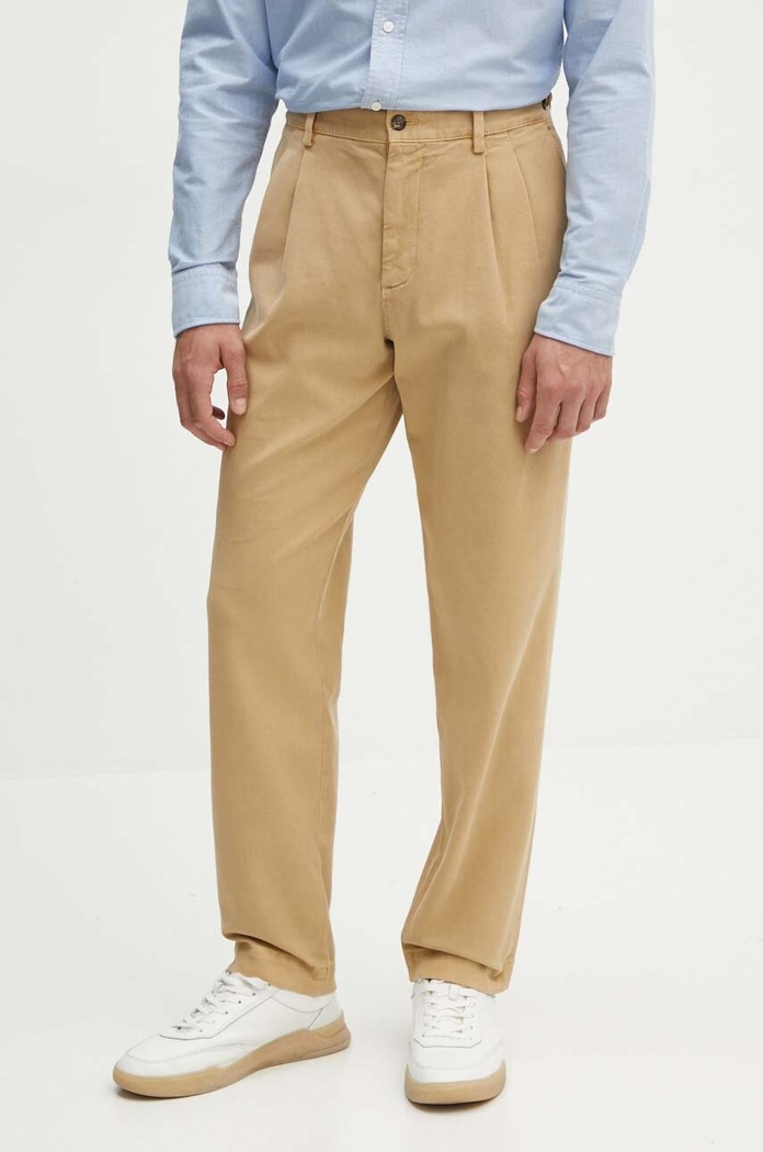 Tommy Hilfiger spodnie z elastanem beżowy MW0MW35639