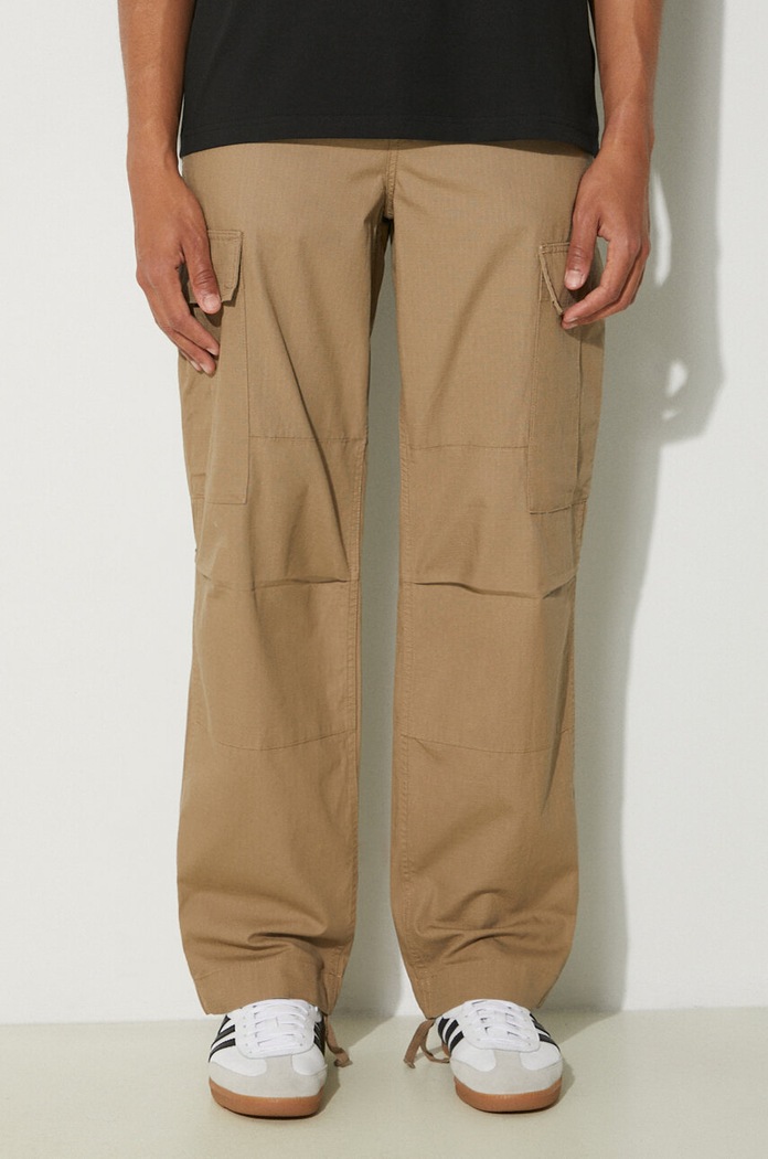 Carhartt WIP spodnie bawełniane Regular Cargo Pant gładkie beżowy I032467.8Y02