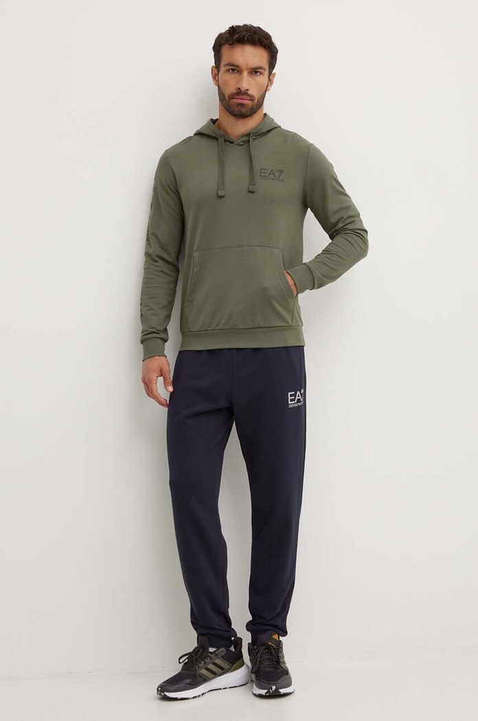 Памучен спортен панталон EA7 Emporio Armani PJSHZ.6DPP59.1562 тъмносин AW24