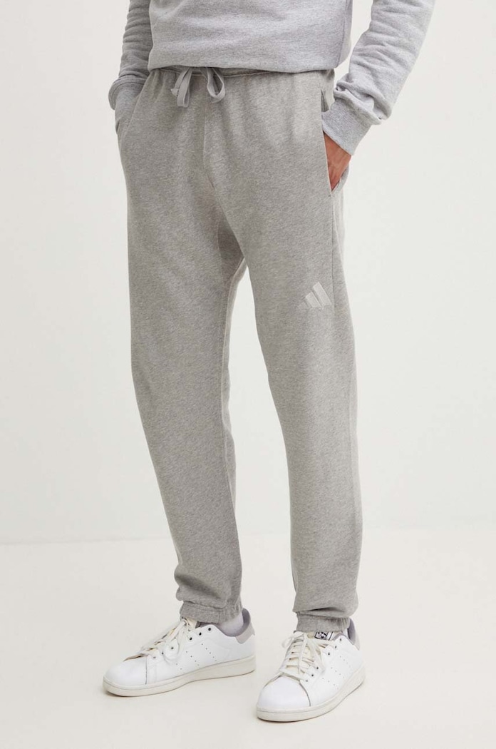 Bavlnené tepláky adidas All SZN melanž sivá IY6558