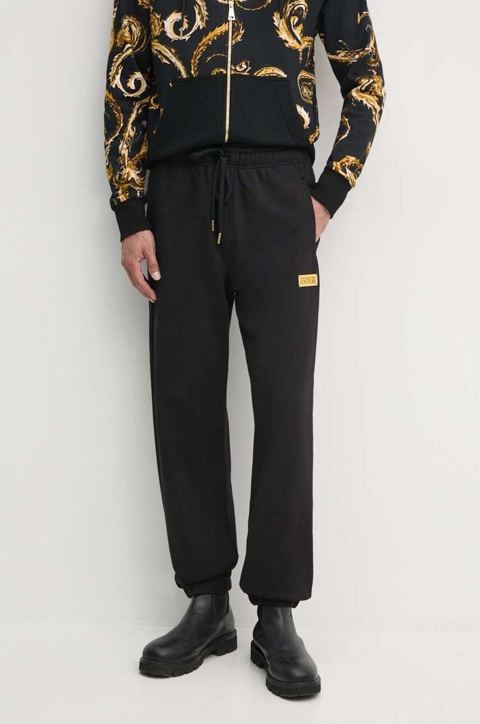 Хлопковые спортивные штаны Versace Jeans Couture хлопок чёрный 77GAAT08.CF00T