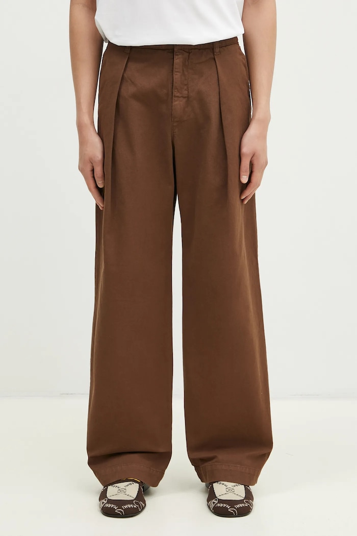 Wood Wood pantaloni in cotone Fraser Pleated Chinos cotone marrone 12435001.5181