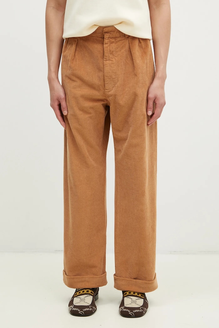 Manšestrové kalhoty Wood Wood Lawrence Trousers bavlna hnědá 12435012.5088