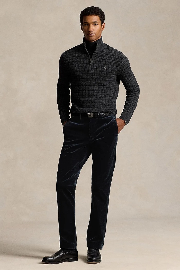 Polo Ralph Lauren pantaloni de catifea cord uni negru 710884820