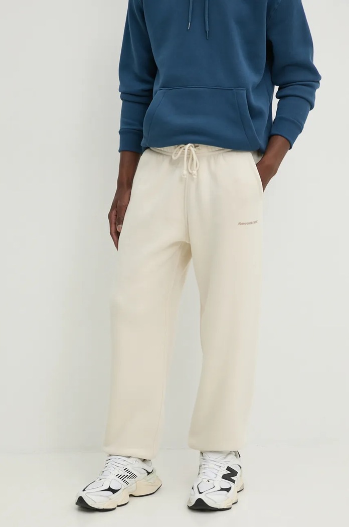 Παντελόνι φόρμας Abercrombie & Fitch πλεκτό ύφασμα μπεζ KI134.4046.178