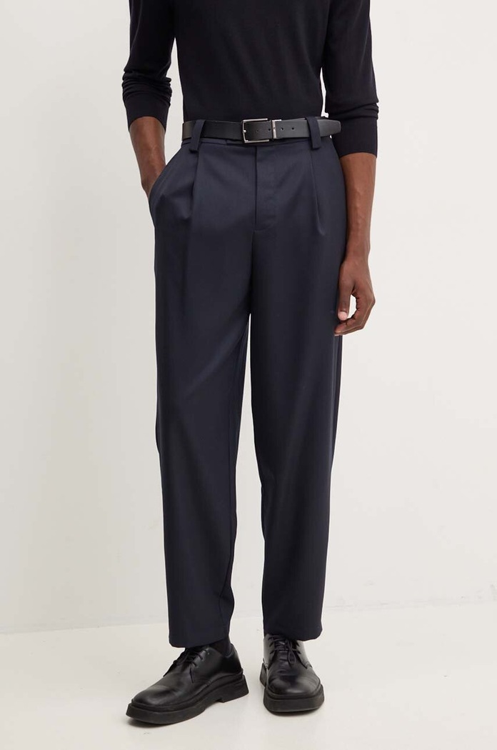 Vlněné kalhoty A.P.C. pantalon renato látka námořnická modř WOAPO.H08428