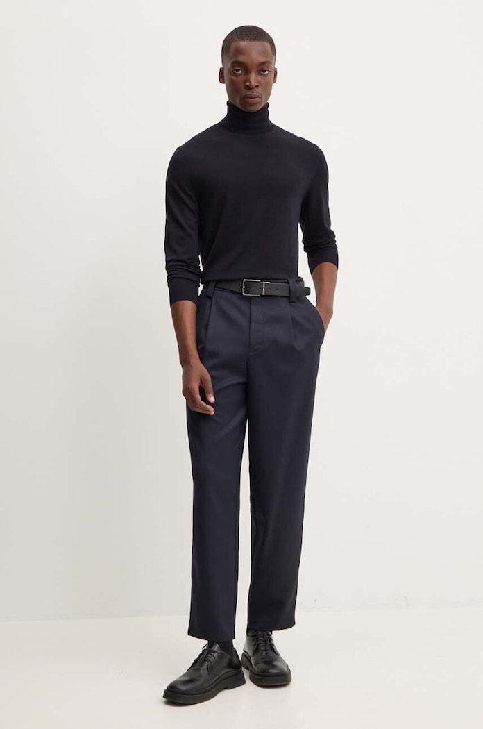 Vlněné kalhoty A.P.C. pantalon renato WOAPO.H08428 námořnická modř AW24