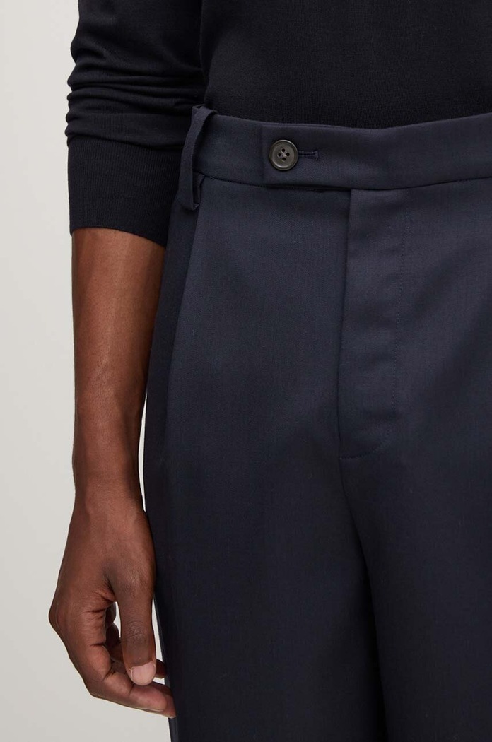 Vlněné kalhoty A.P.C. pantalon renato námořnická modř WOAPO.H08428