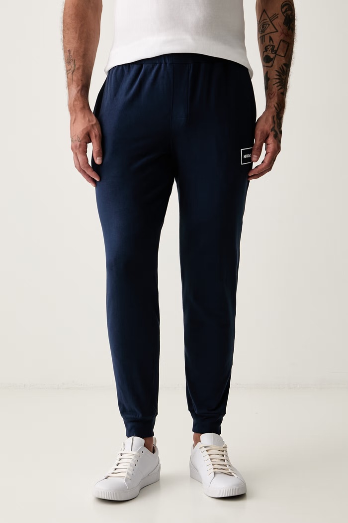 HUGO pantaloni loungewear da uomo in cotone con elastan Laze Pants CW blu navy 50525246