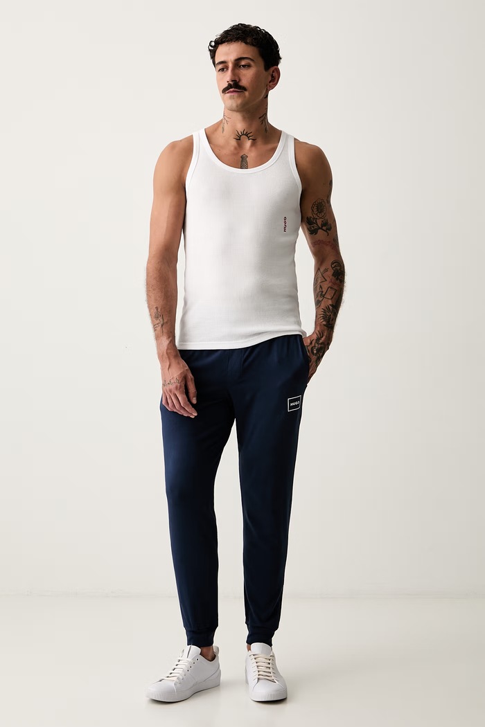 HUGO pantaloni loungewear da uomo in cotone con elastan Laze Pants CW 50525246 blu navy SS26