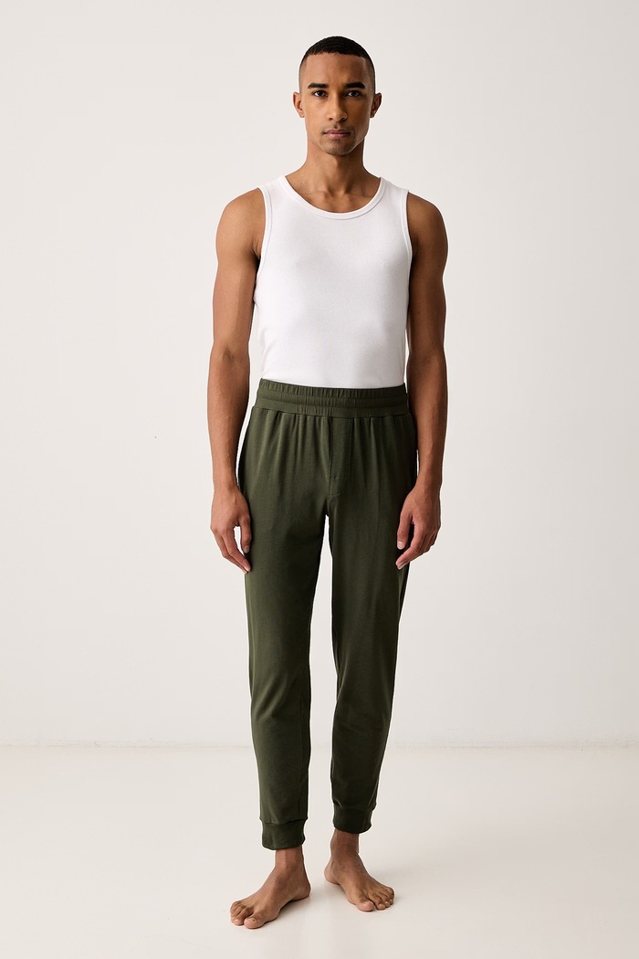 HUGO Lounge alsó férfi pamut elasztánnal Laze Pants CW 50525246 zöld SS26