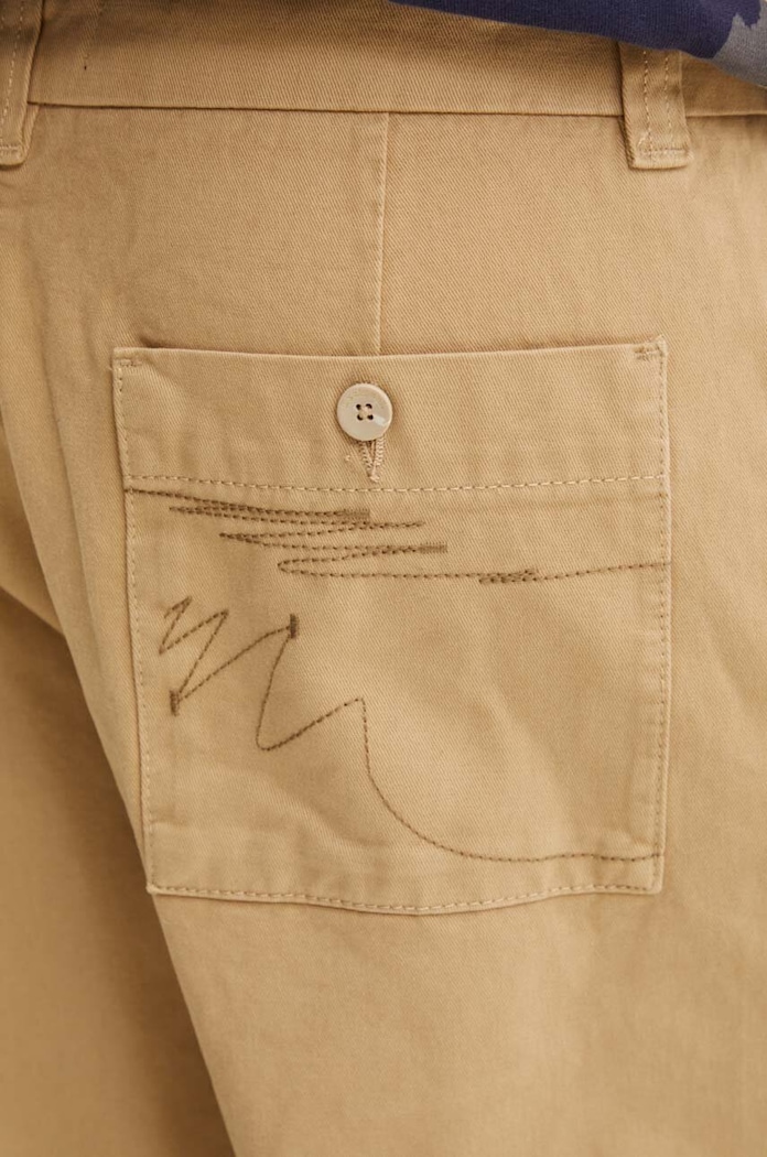 Памучен панталон Desigual TEXAS бежов 24WMPW06