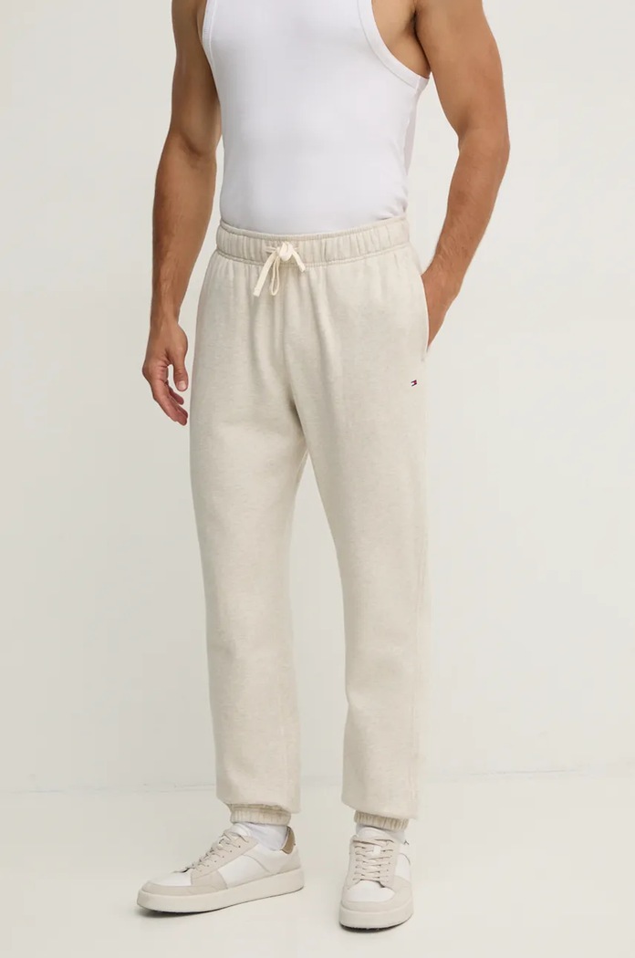 Tepláky Tommy Hilfiger melanž béžová MW0MW37231