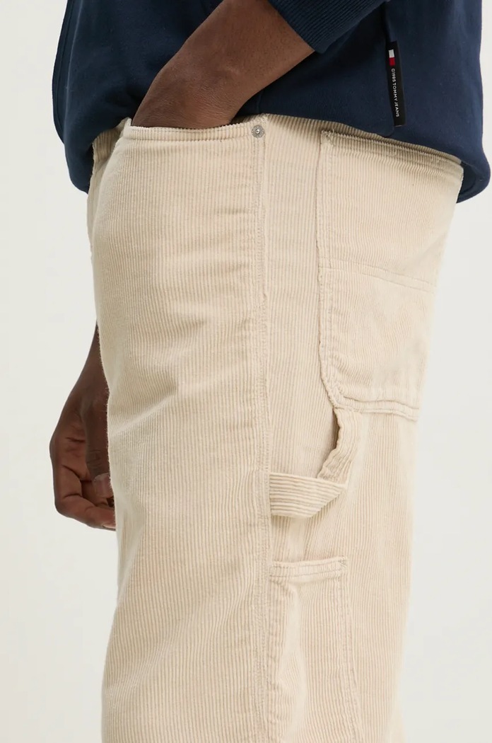 Hlače iz rebrastega žameta Tommy Jeans bež DM0DM20454