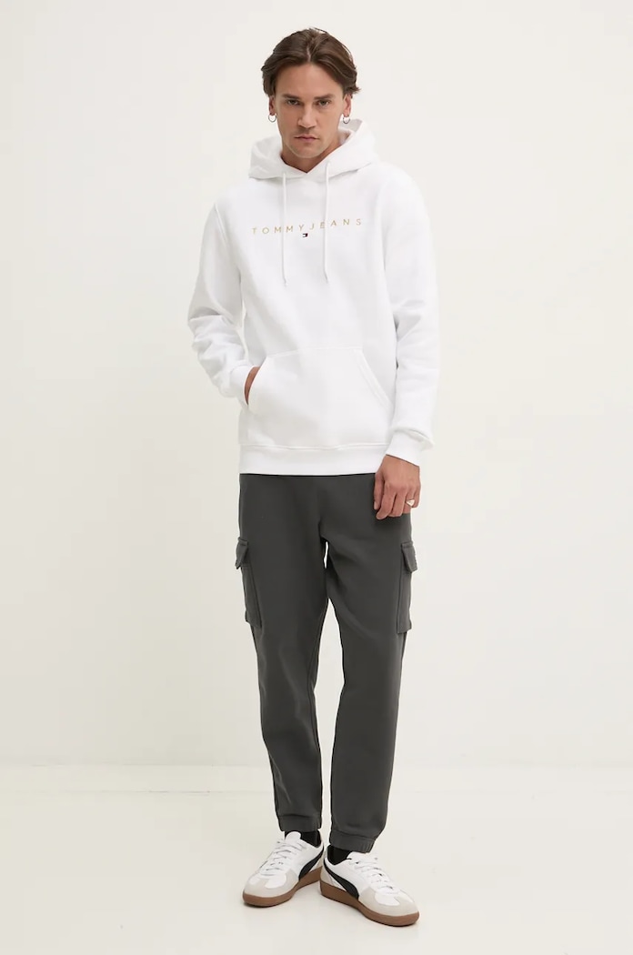 Βαμβακερό παντελόνι Tommy Jeans DM0DM19807 γκρί AW24