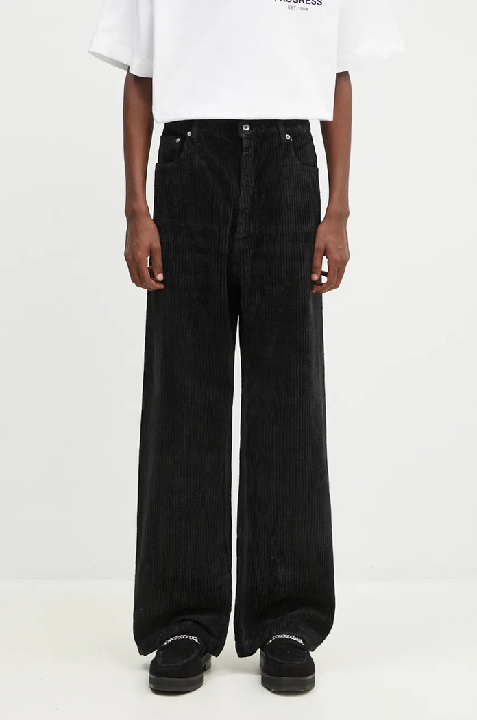 Rick Owens corduroy trousers Geth Jeans Planet friendly black DU02D2351.HCF