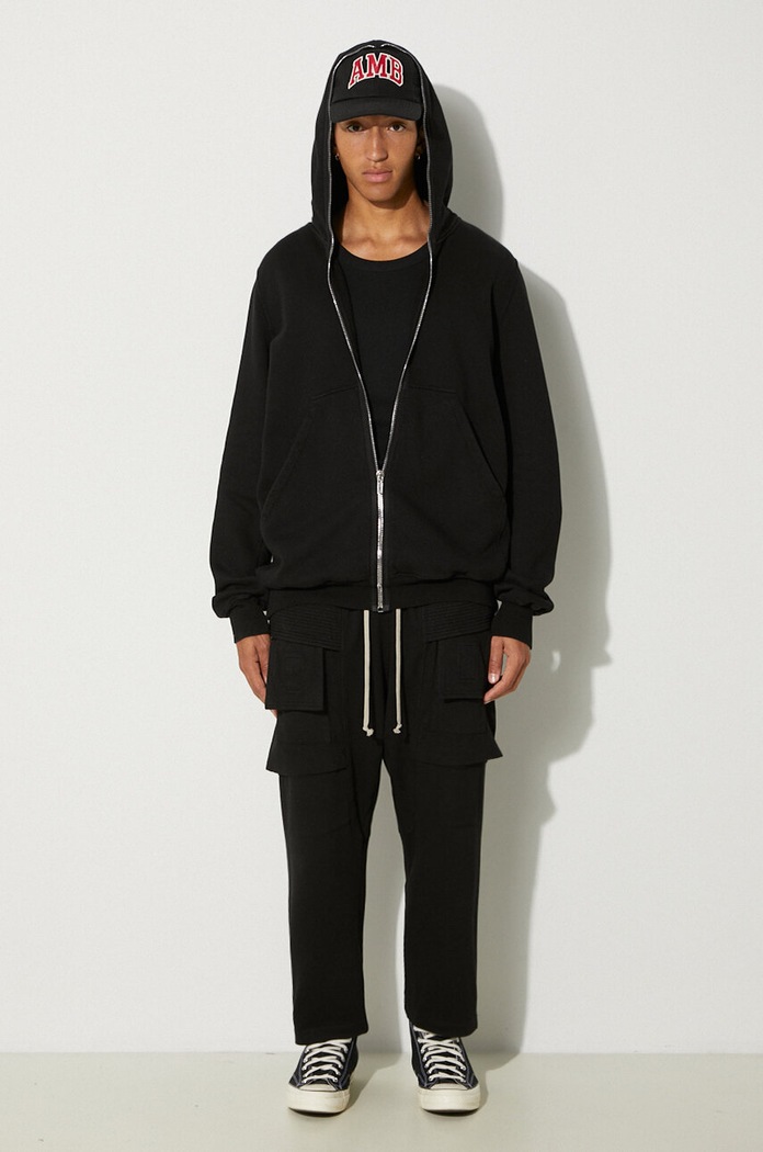 Rick Owens pantaloni della tuta di cotone Creatch Cargo Cropped Drawstring DU02D2371.RIG nero AW24