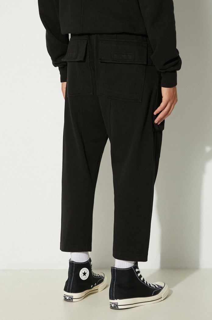 Abbigliamento Rick Owens pantaloni della tuta di cotone Creatch Cargo Cropped Drawstring DU02D2371.RIG nero