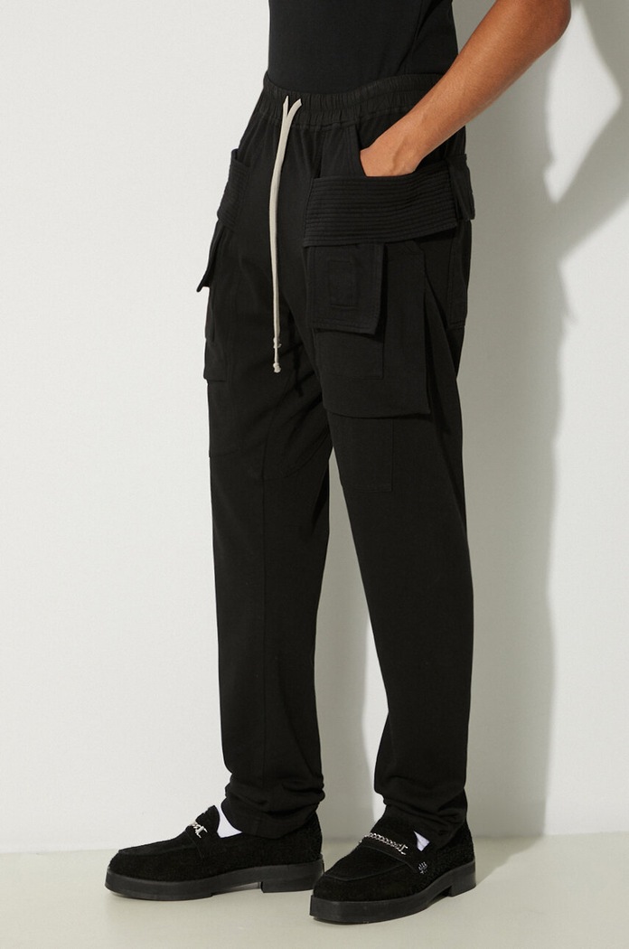 Rick Owens cotton joggers Creatch Cargo Drawstring black DU02D2376.RIG