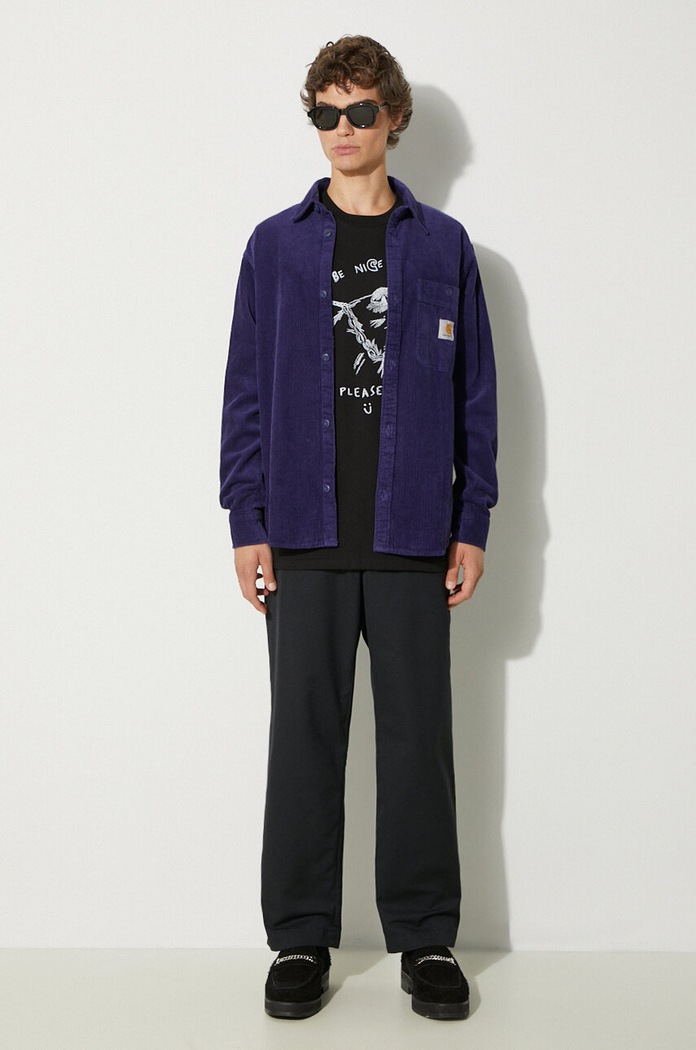 Nohavice Carhartt WIP Craft Pant I027965.8902 tmavomodrá AW24