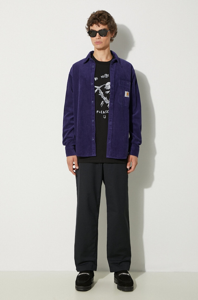 Nohavice Carhartt WIP Craft Pant I027965.8902 tmavomodrá AW24