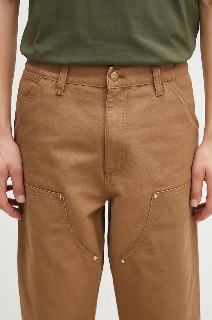 Carhartt WIP pantaloni in cotone Double Knee Pant marrone I031501.HZ02