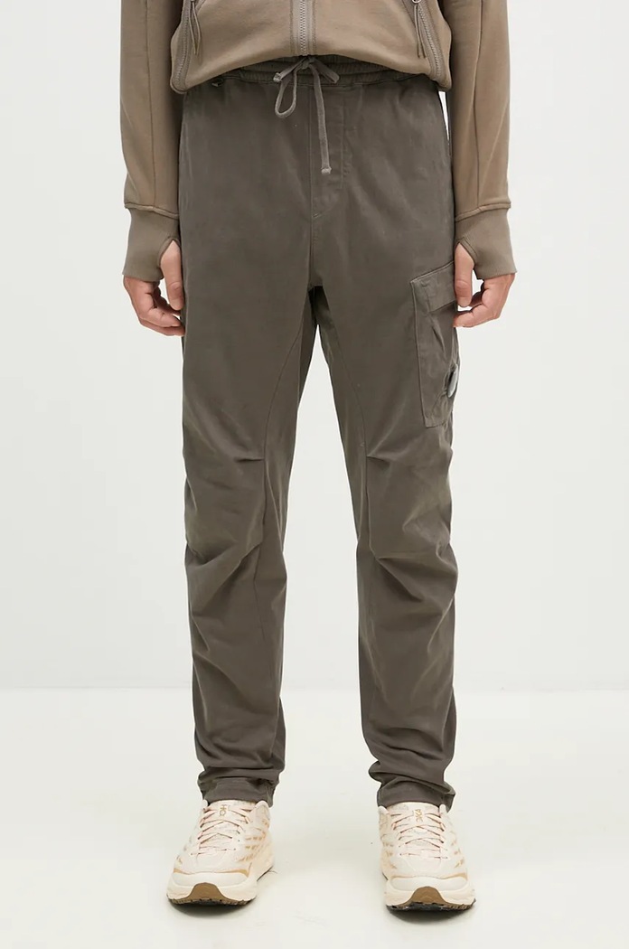 C.P. Company trousers Stretch Sateen Ergonomic Lens Single Cargo Pants with elastane green 17CMPA180A005529G